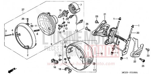 PROJECTEUR (E/ED/EK/F/G/H/KO) CB900F3 de 2003